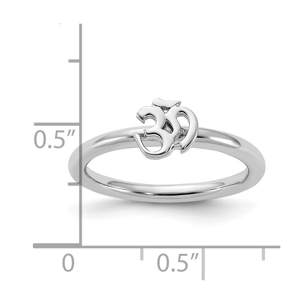 Sterling Silver Stackable Expressions Rhodium Ohm Ring