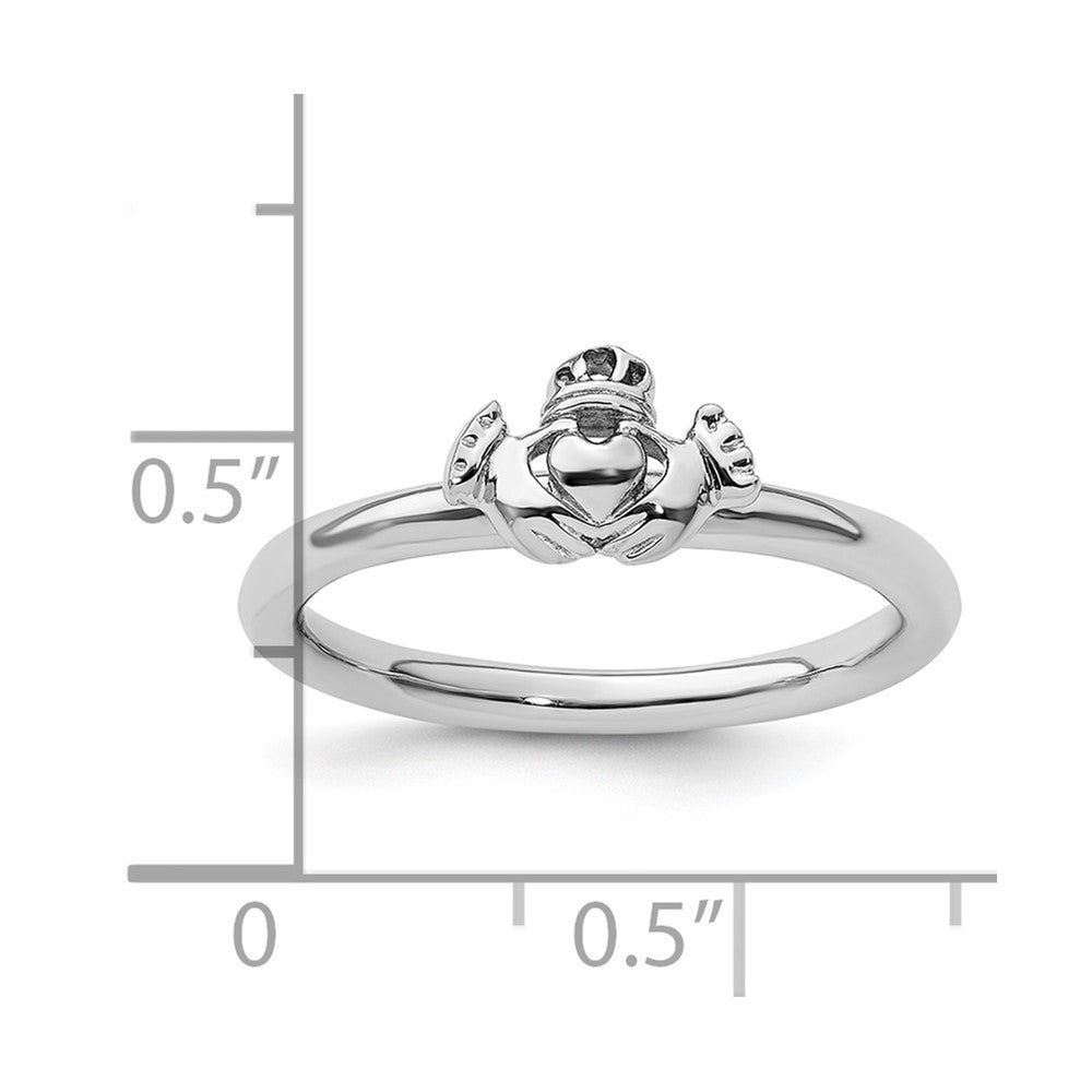 Sterling Silver Stackable Expressions Rhodium Claddagh Ring