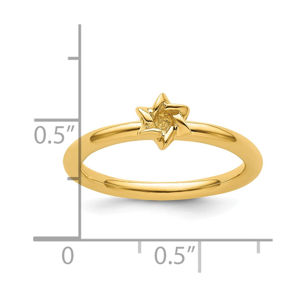 Sterling Silver Stackable Expressions Yellow-plated Star of David Ring