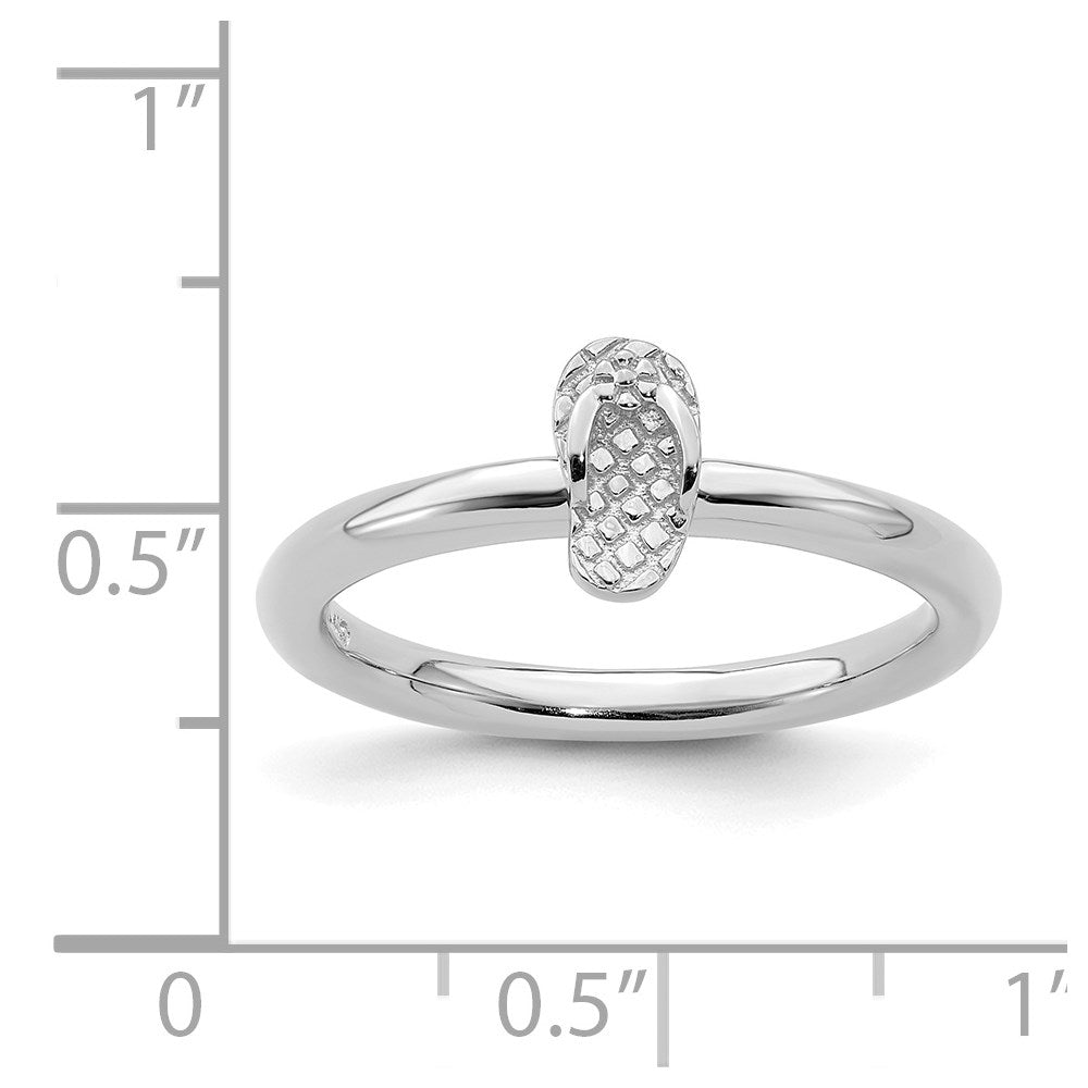 Sterling Silver Stackable Expressions Rhodium Flip Flop Ring