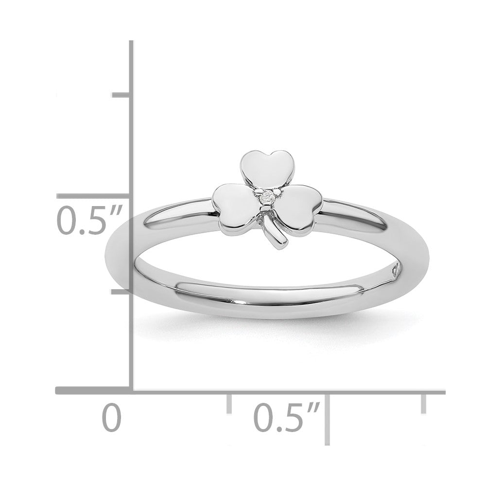 Sterling Silver Stackable Expressions Rhodium Diamond Clover Ring