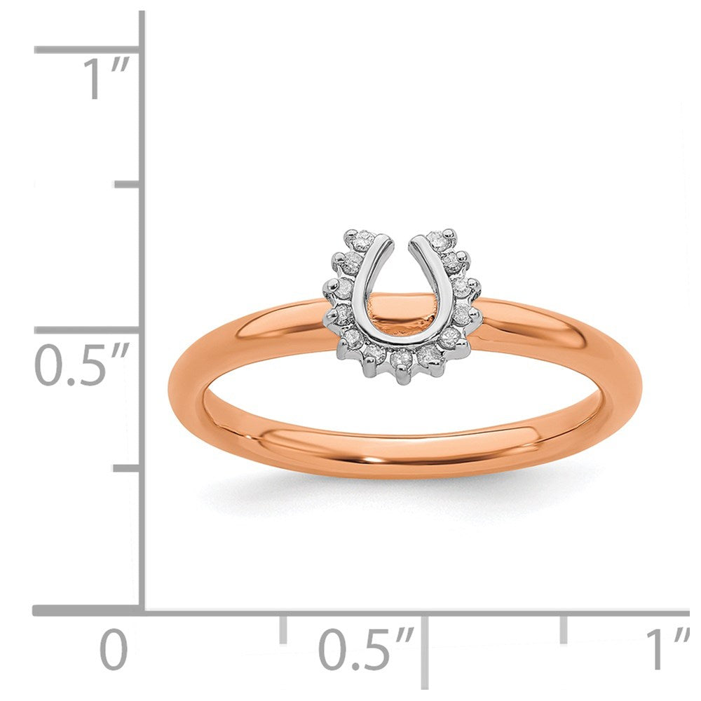 Sterling Silver Stackable Expressions Pink-plated Dia. Horseshoe Ring
