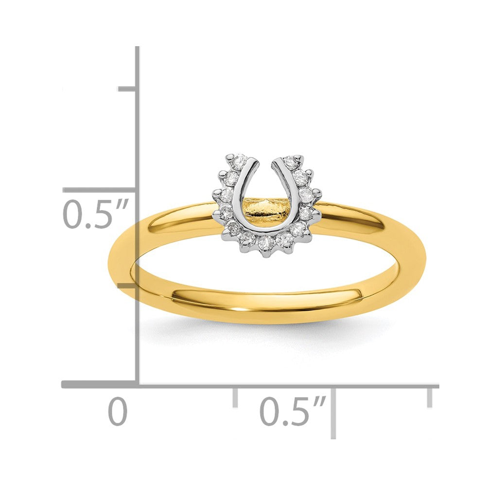 Sterling Silver Stackable Expressions Yellow-plated Dia. Horseshoe Ring