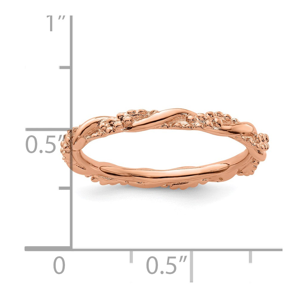 Sterling Silver Stackable Expressions Pink-plated Twist Ring