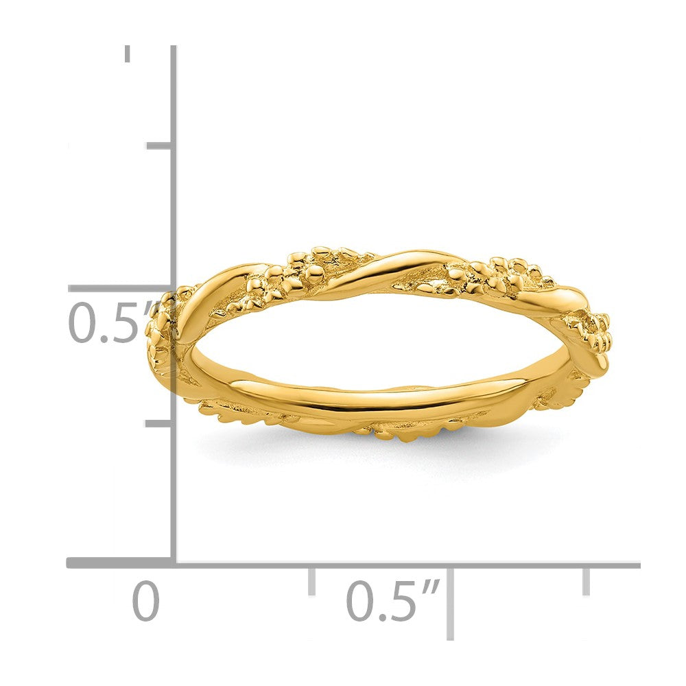 Sterling Silver Stackable Expressions Yellow-plated Twist Ring
