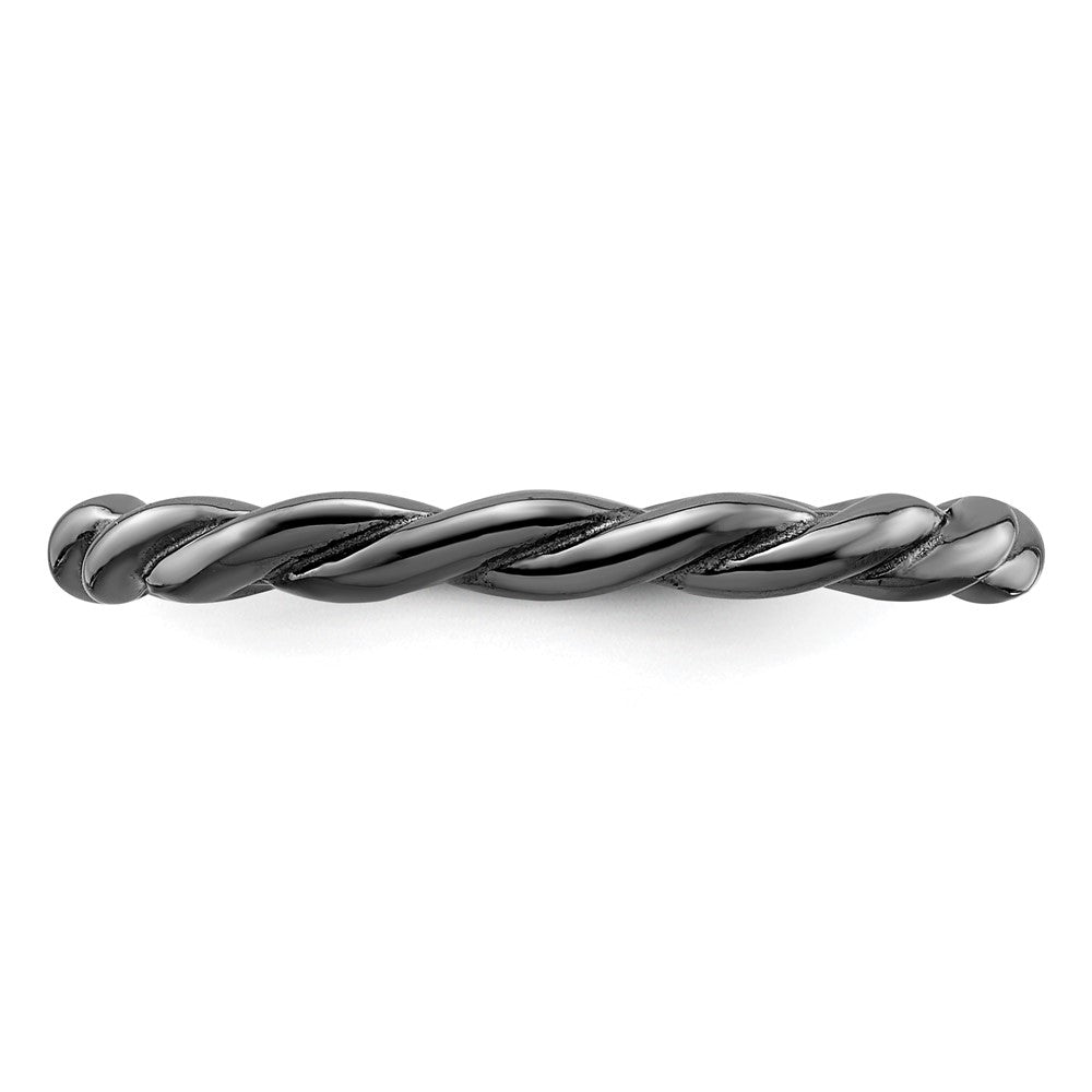 Sterling Silver Stackable Expressions Black-plated Twist Ring