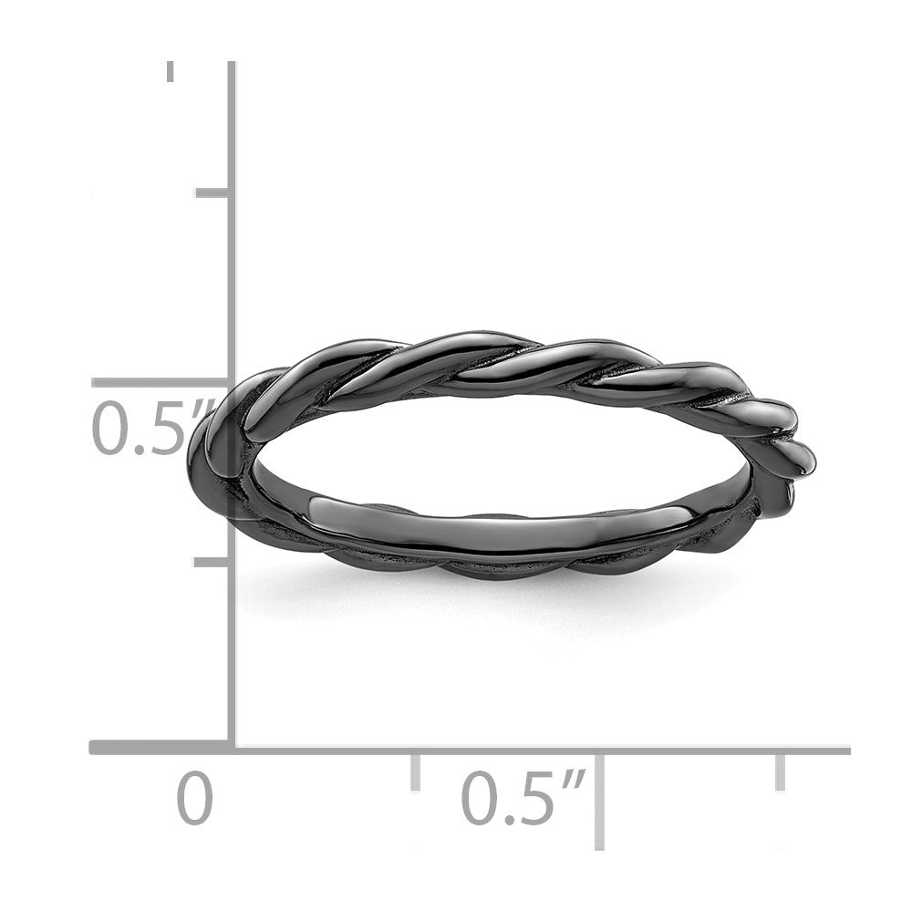 Sterling Silver Stackable Expressions Black-plated Twist Ring