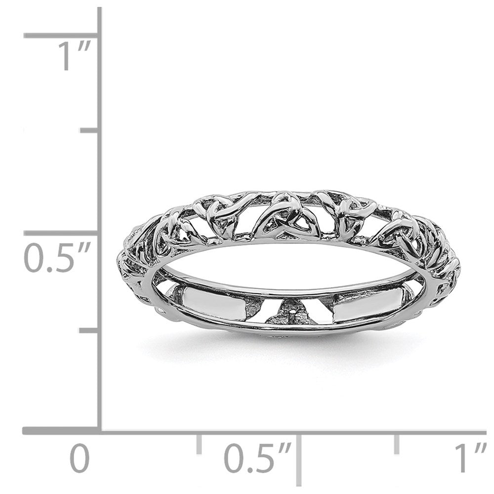 Sterling Silver Stackable Expressions Rhodium Celtic Knot Ring