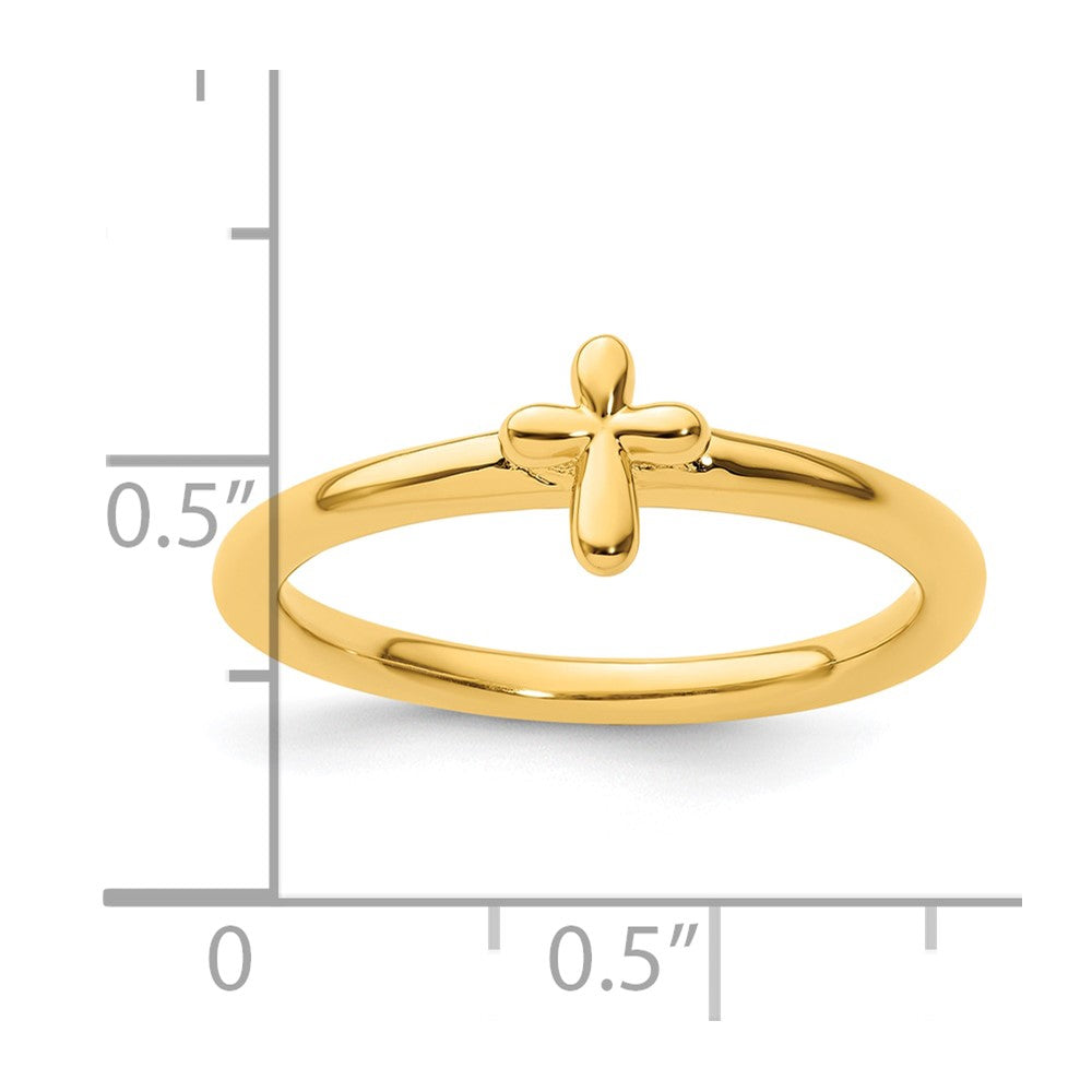 Sterling Silver Stackable Expressions Gold-plated Cross Ring