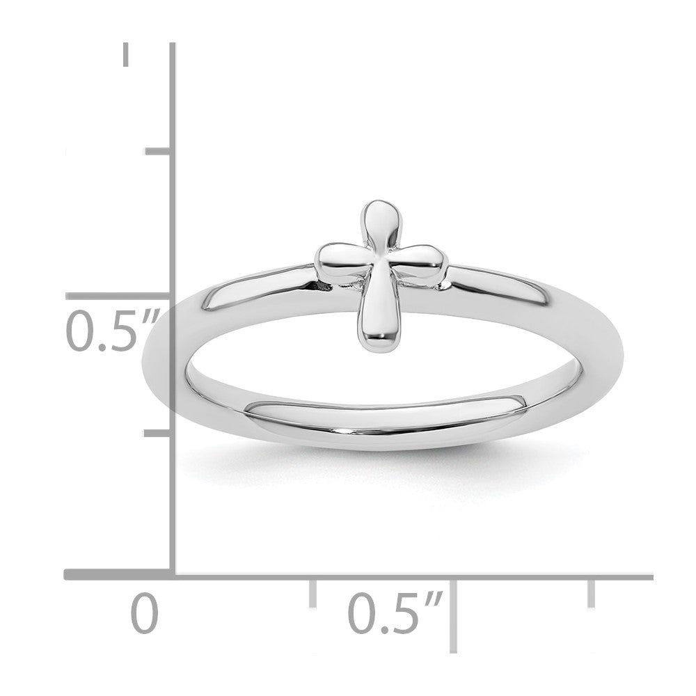 Sterling Silver Stackable Expressions Rhodium-Plated Cross Ring