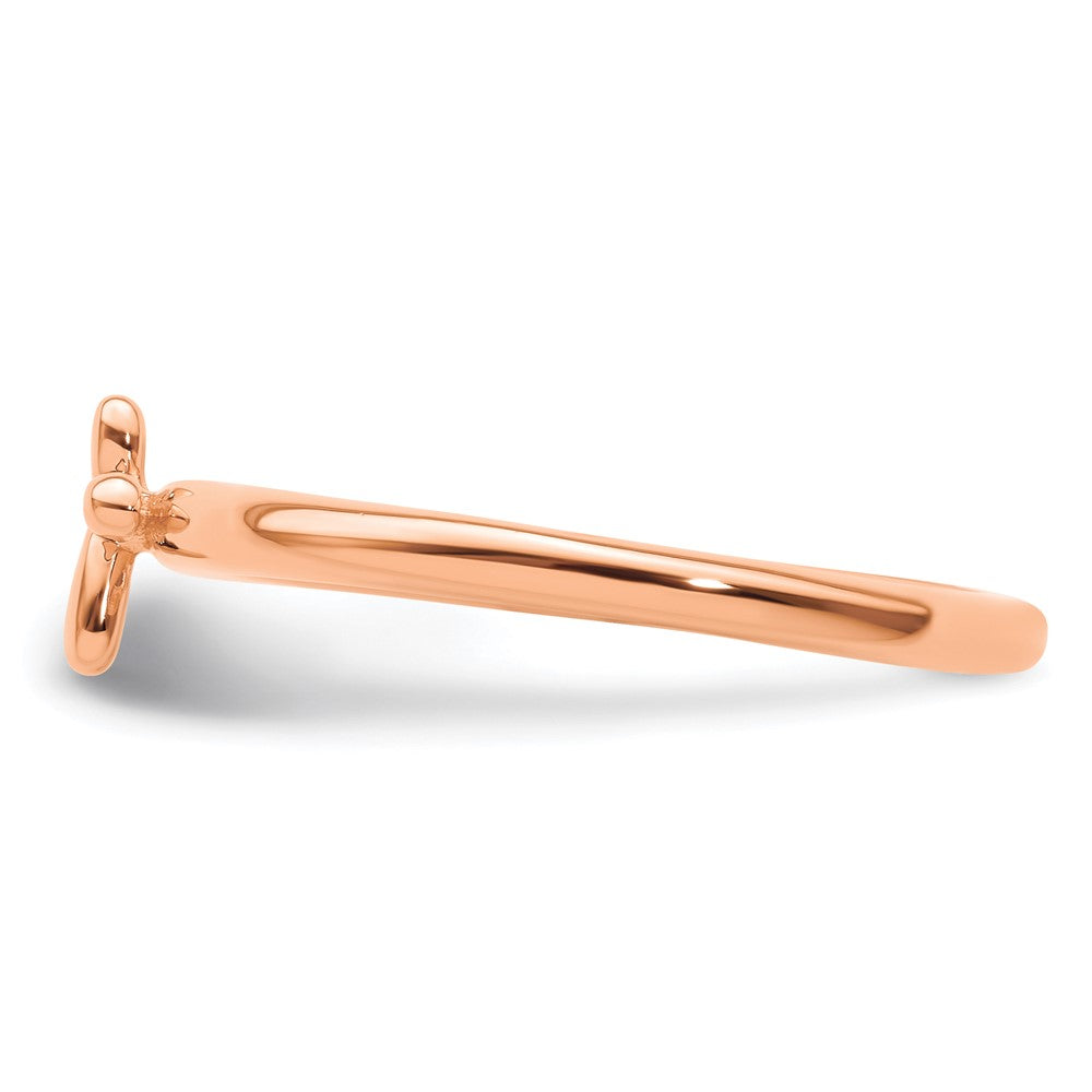 Sterling Silver Stackable Expressions Rose Gold-plated Cross Ring