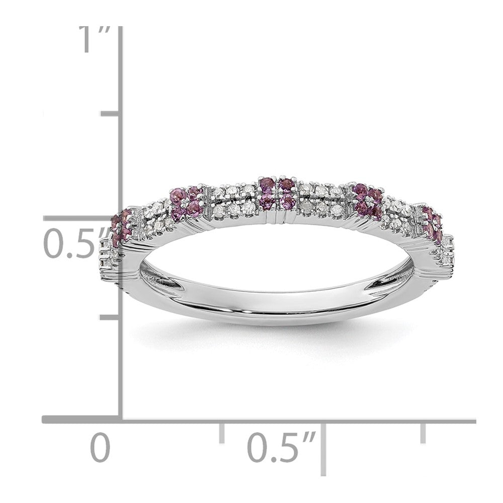 Sterling Silver Stackable Expressions Amethyst & Diamond Ring
