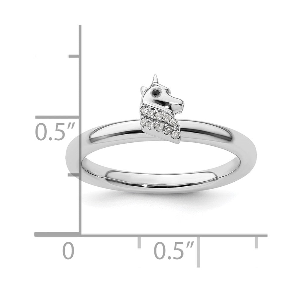 Sterling Silver Stackable Expressions Unicorn Diamond Ring