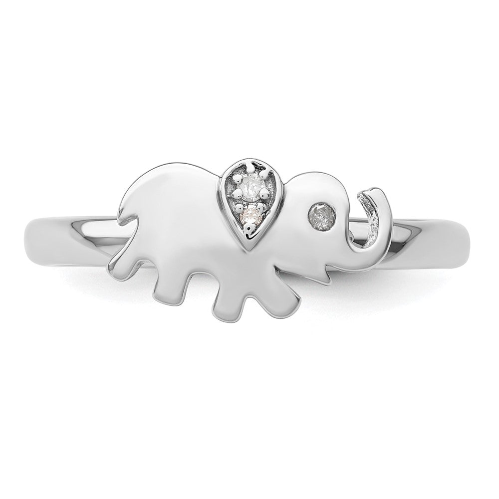 Sterling Silver Stackable Expressions Elephant Diamond Ring