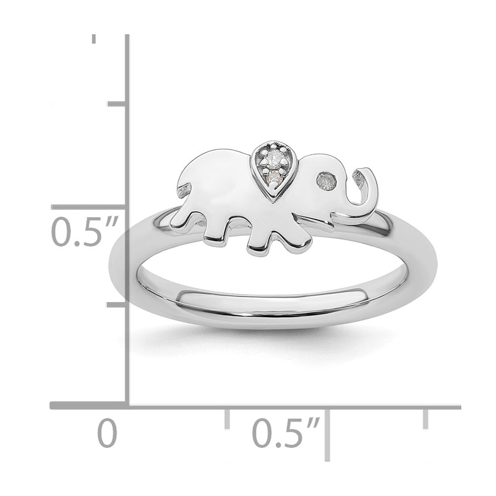 Sterling Silver Stackable Expressions Elephant Diamond Ring