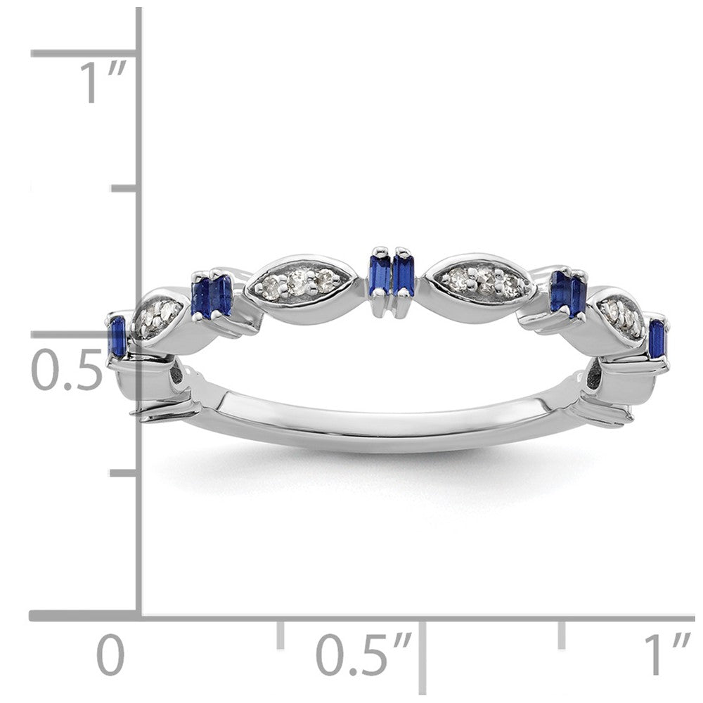Sterling Silver Stackable Expressions Created Sapphire Diamond Ring