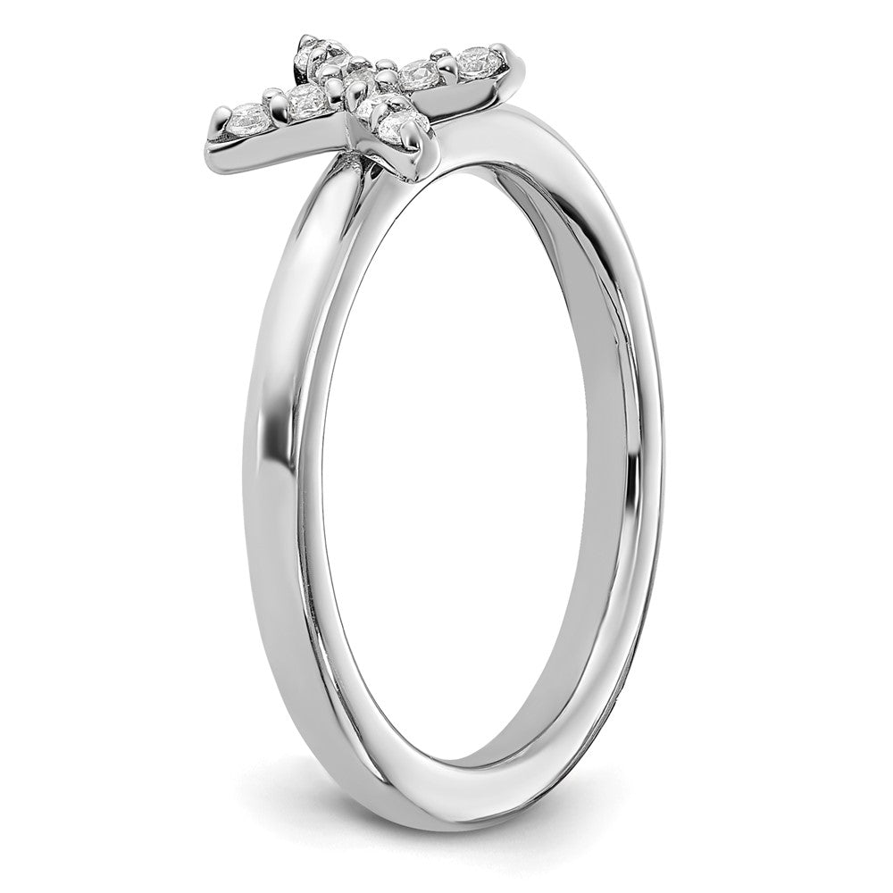 Sterling Silver Stackable Expressions Rhodium-plated CZ X Ring