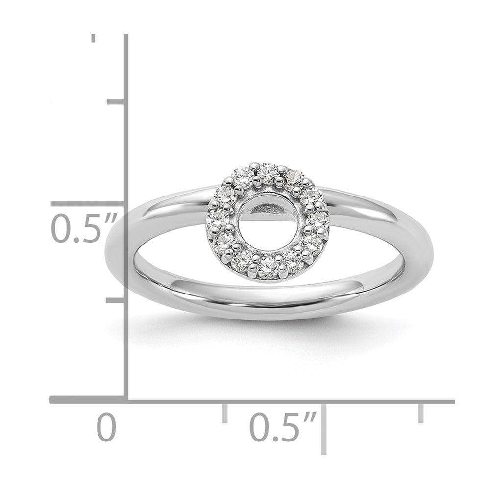 Sterling Silver Stackable Expressions Rhodium-plated CZ O Ring