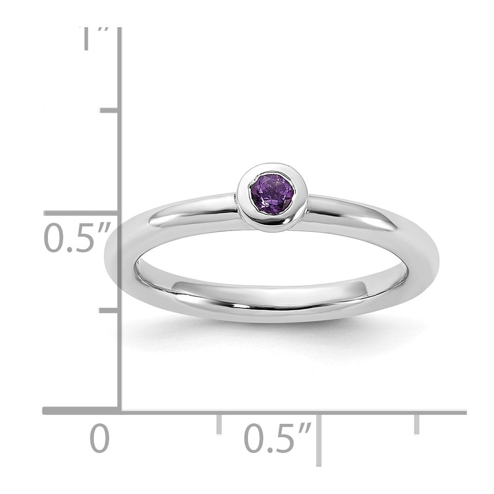 Sterling Silver Stackable Expressions Rhodium-plated Amethyst Ring