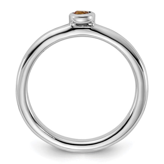 Sterling Silver Stackable Expressions Rhodium-plated Citrine Ring