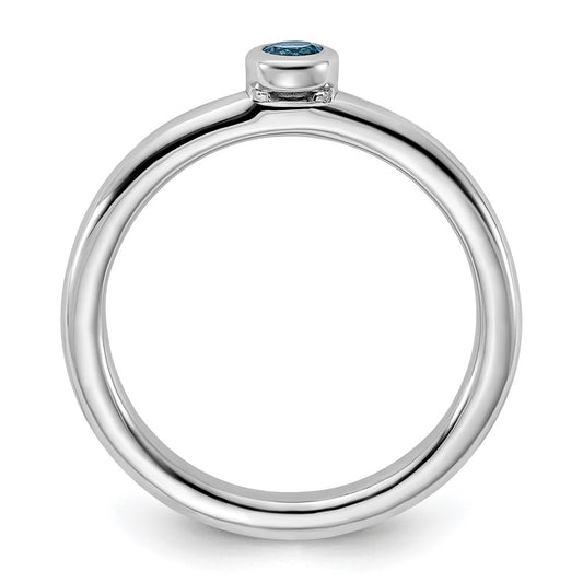 Sterling Silver Stackable Expressions Rhodium-plated Light Swiss Blue Topaz Ring