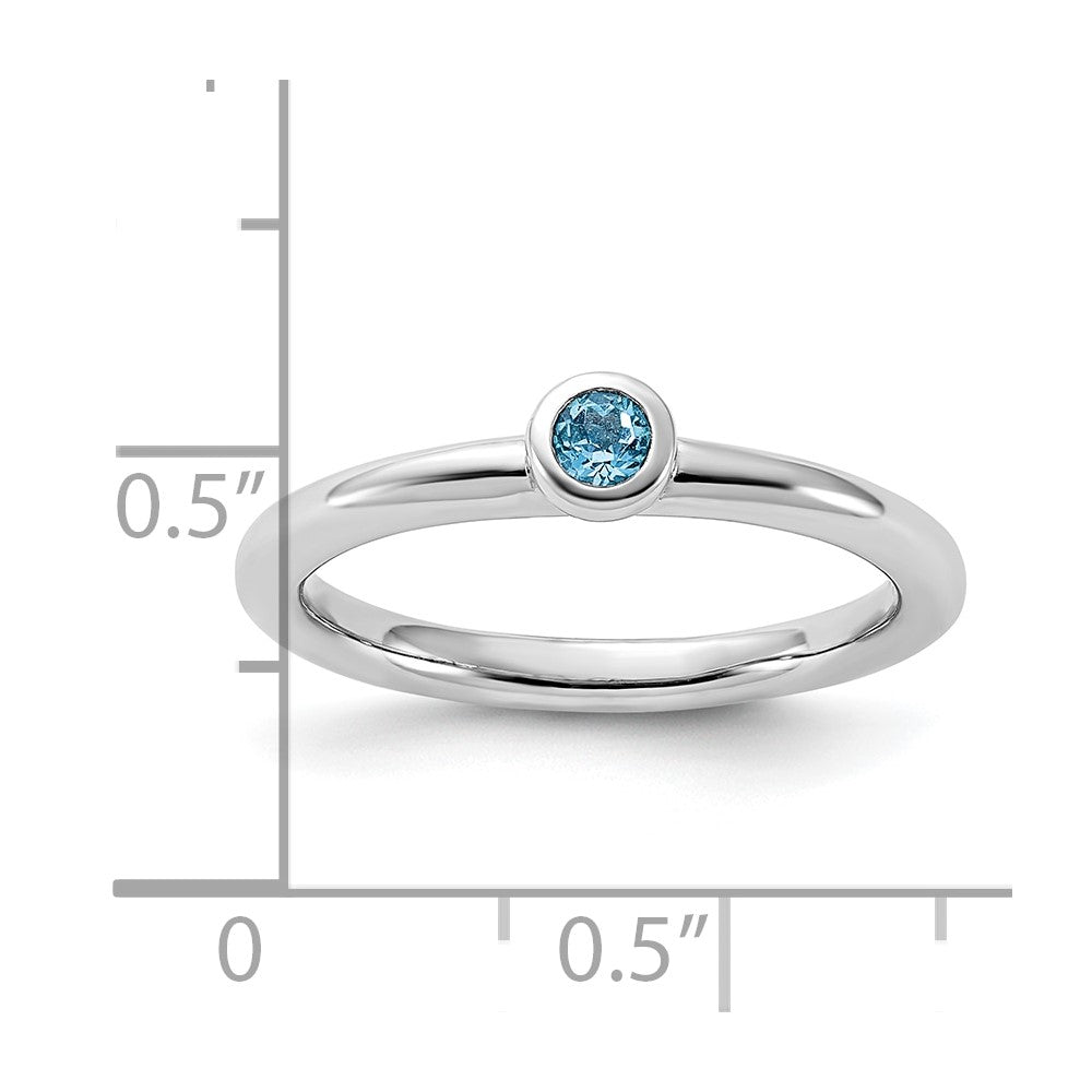 Sterling Silver Stackable Expressions Rhodium-plated Light Swiss Blue Topaz Ring