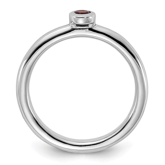 Sterling Silver Stackable Expressions Rhodium-plated Garnet Ring