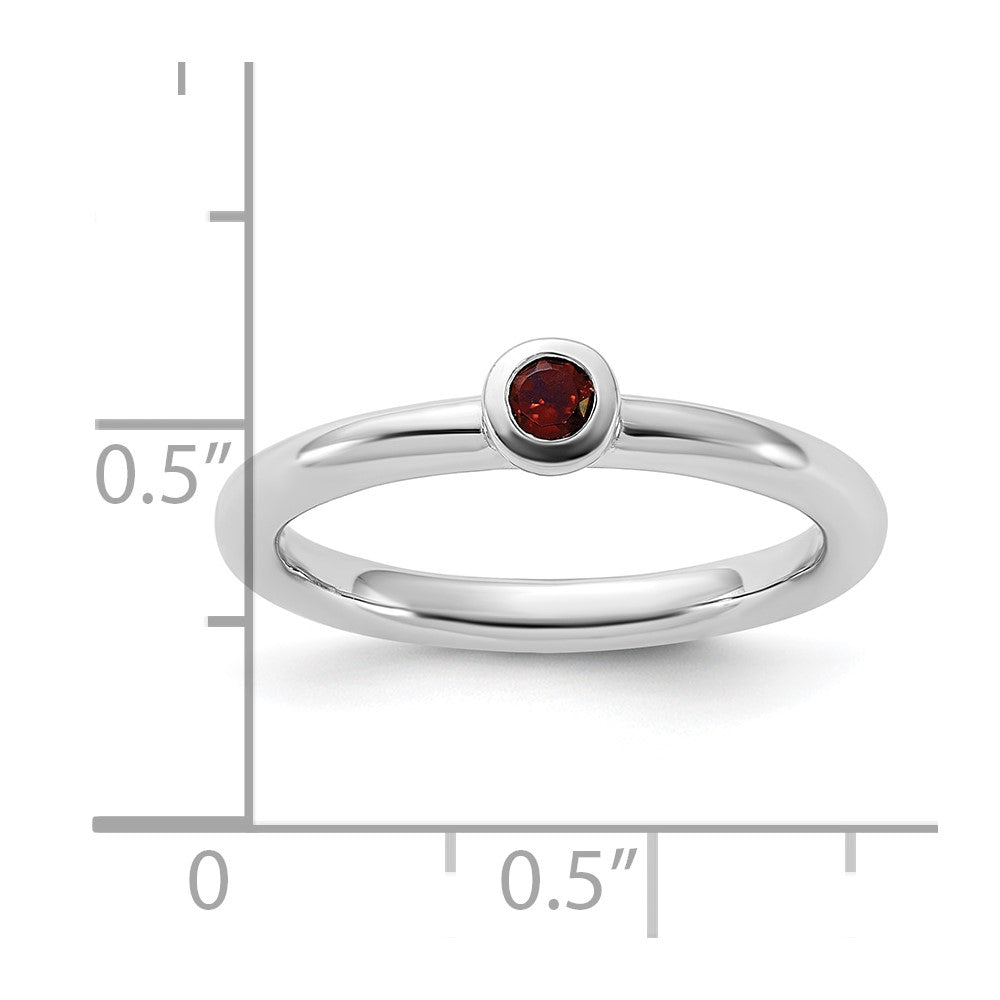 Sterling Silver Stackable Expressions Rhodium-plated Garnet Ring