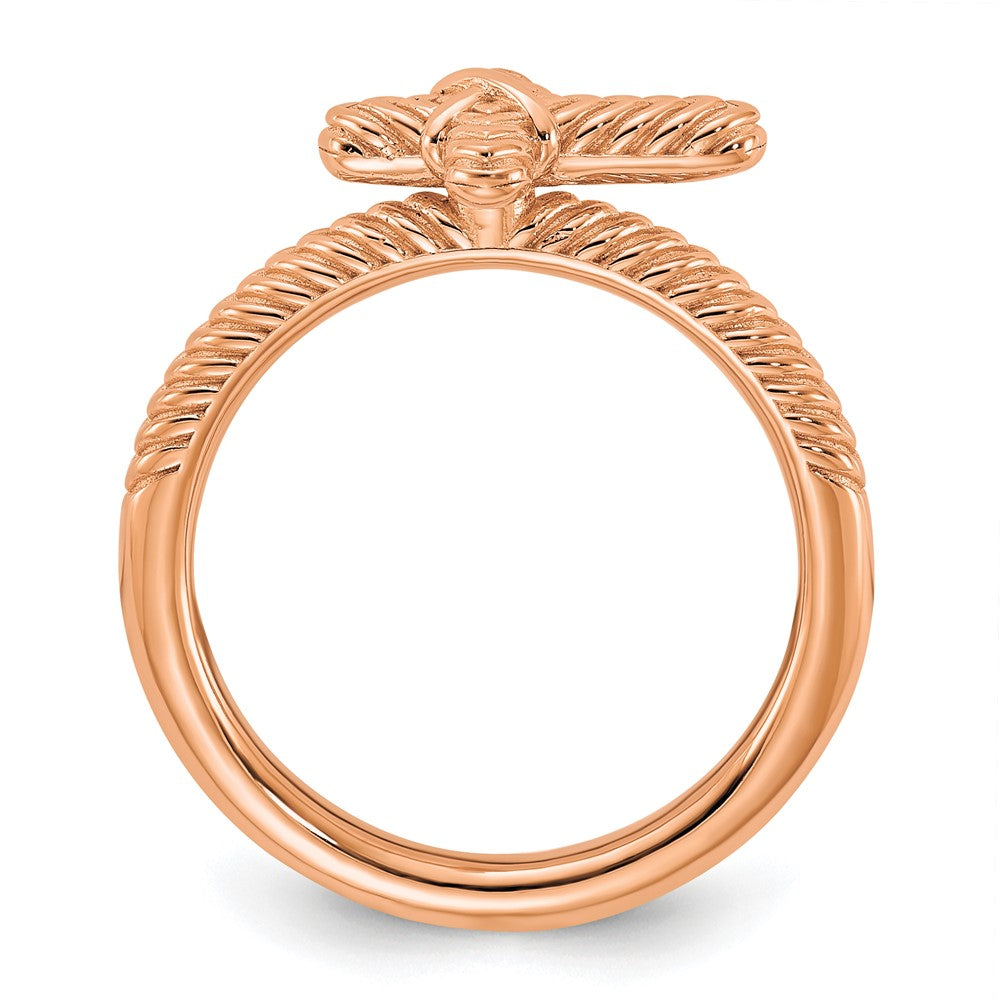 Sterling Silver Stackable Expressions Rose Gold-plated Textured Cross Ring