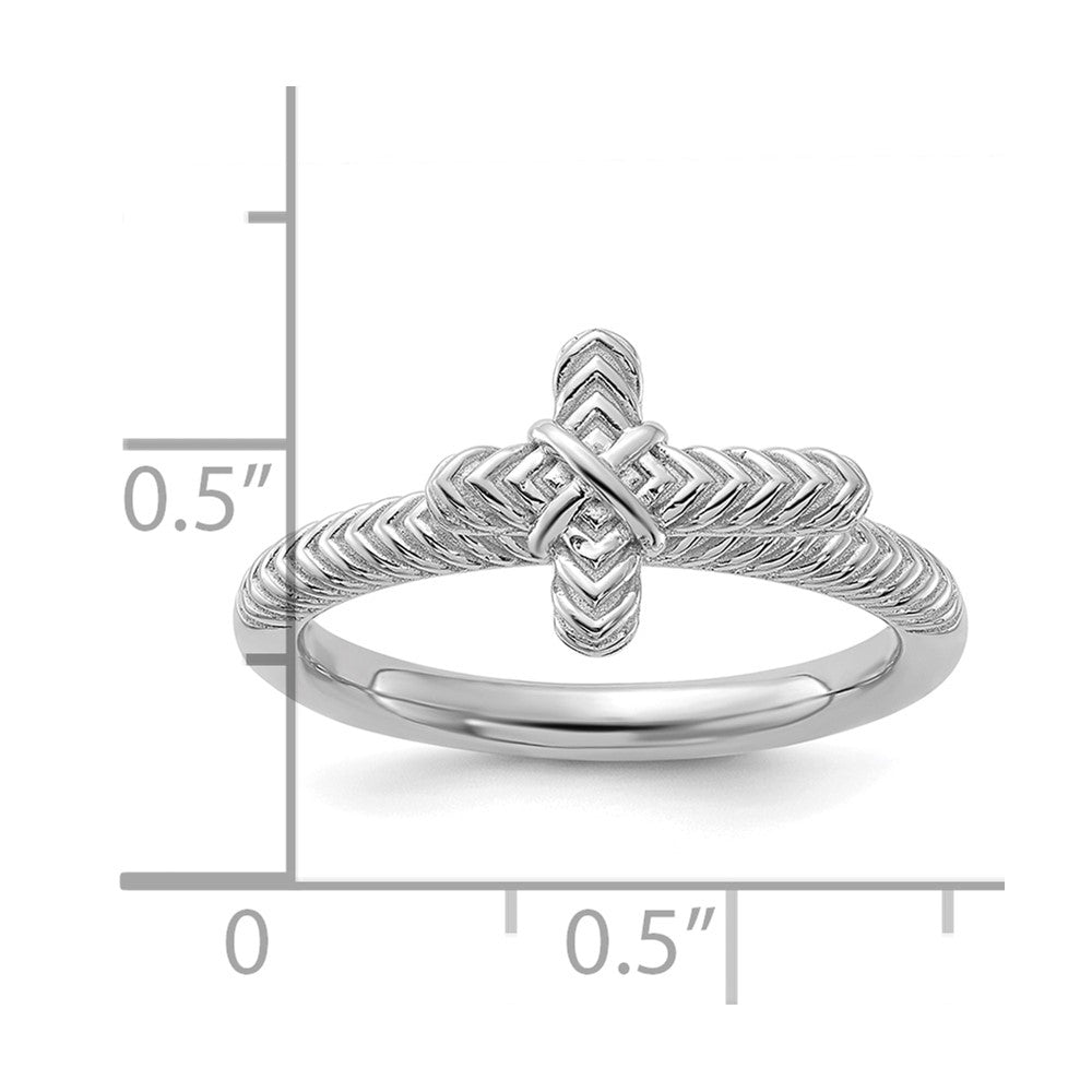Sterling Silver Stackable Expressions Rhodium-plated Textured Cross Ring