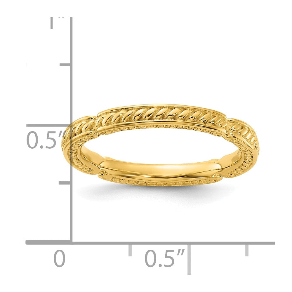 Sterling Silver Stackable Expressions Gold-plated Textured Ring