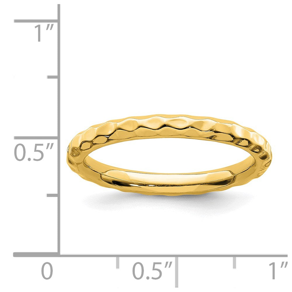 Sterling Silver Stackable Expressions Gold-plated Hammered Ring