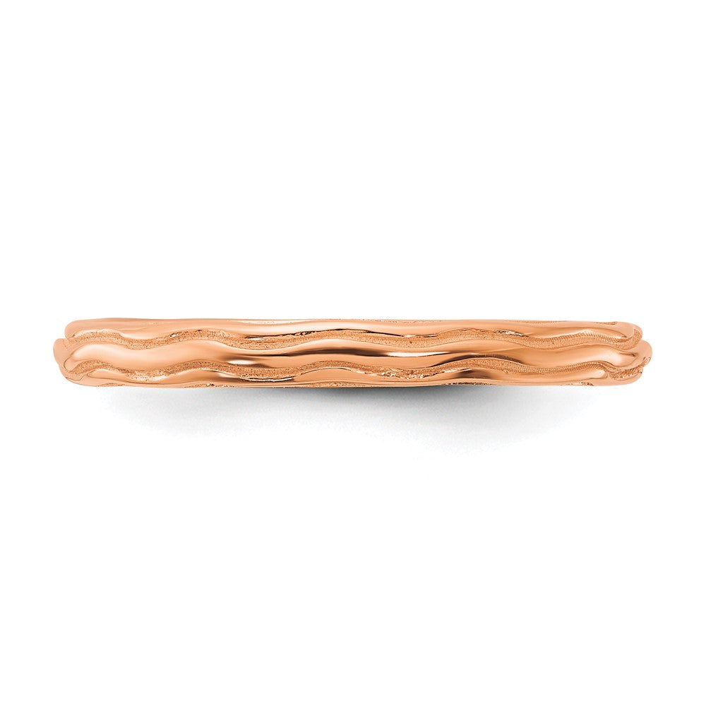 Sterling Silver Stackable Expressions Rose Gold-plated Wave Design Ring