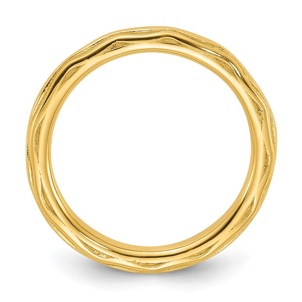 Sterling Silver Stackable Expressions Gold-plated Wave Design Ring