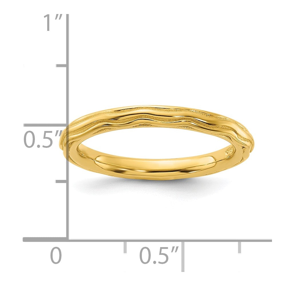 Sterling Silver Stackable Expressions Gold-plated Wave Design Ring