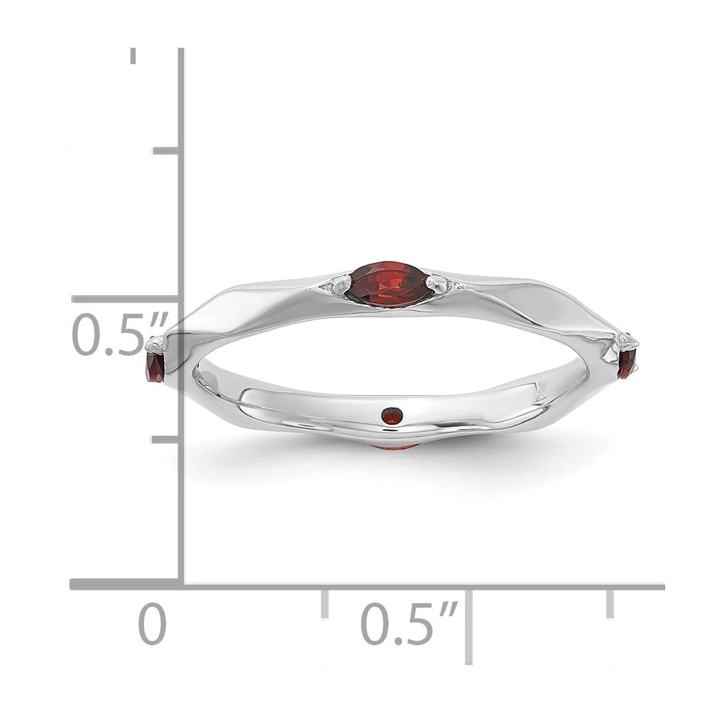 Sterling Silver Stackable Expressions Rhodium-plated Garnet Ring