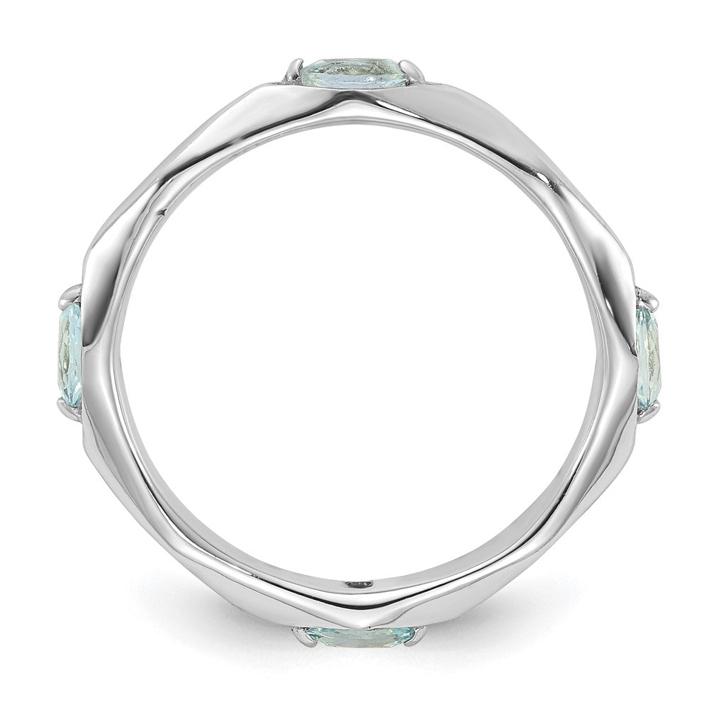 Sterling Silver Stackable Expressions Rhodium-plated Aquamarine Ring