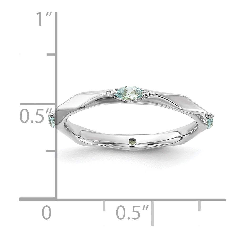 Sterling Silver Stackable Expressions Rhodium-plated Aquamarine Ring