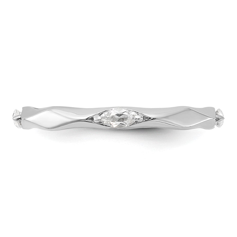 Sterling Silver Stackable Expressions Rhodium-plated White Topaz Ring