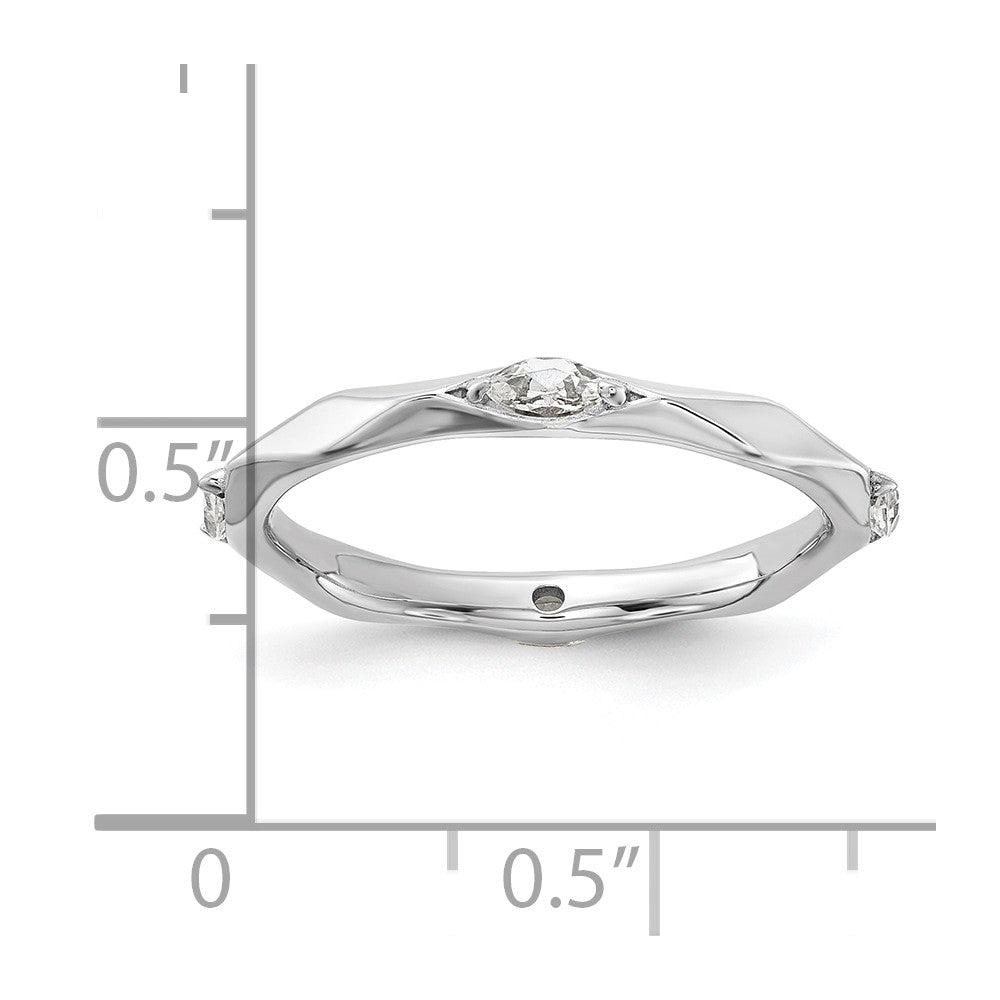 Sterling Silver Stackable Expressions Rhodium-plated White Topaz Ring