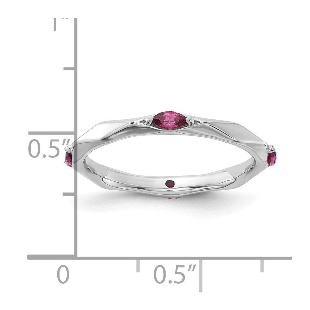 Sterling Silver Stackable Expressions Rhod-plated Rhodolite Garnet Ring