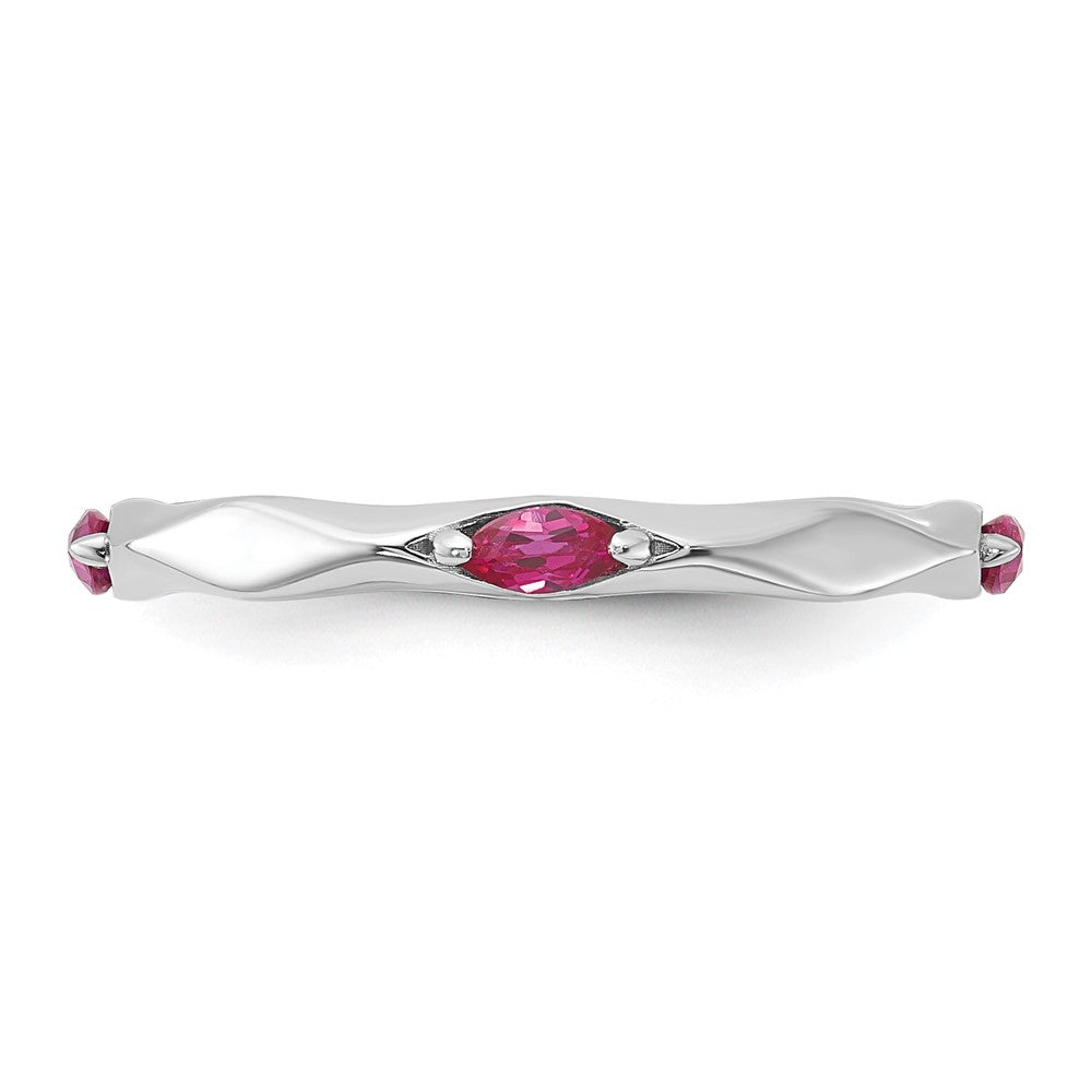 Sterling Silver Stackable Expressions Rhodium-plated Created Ruby Ring