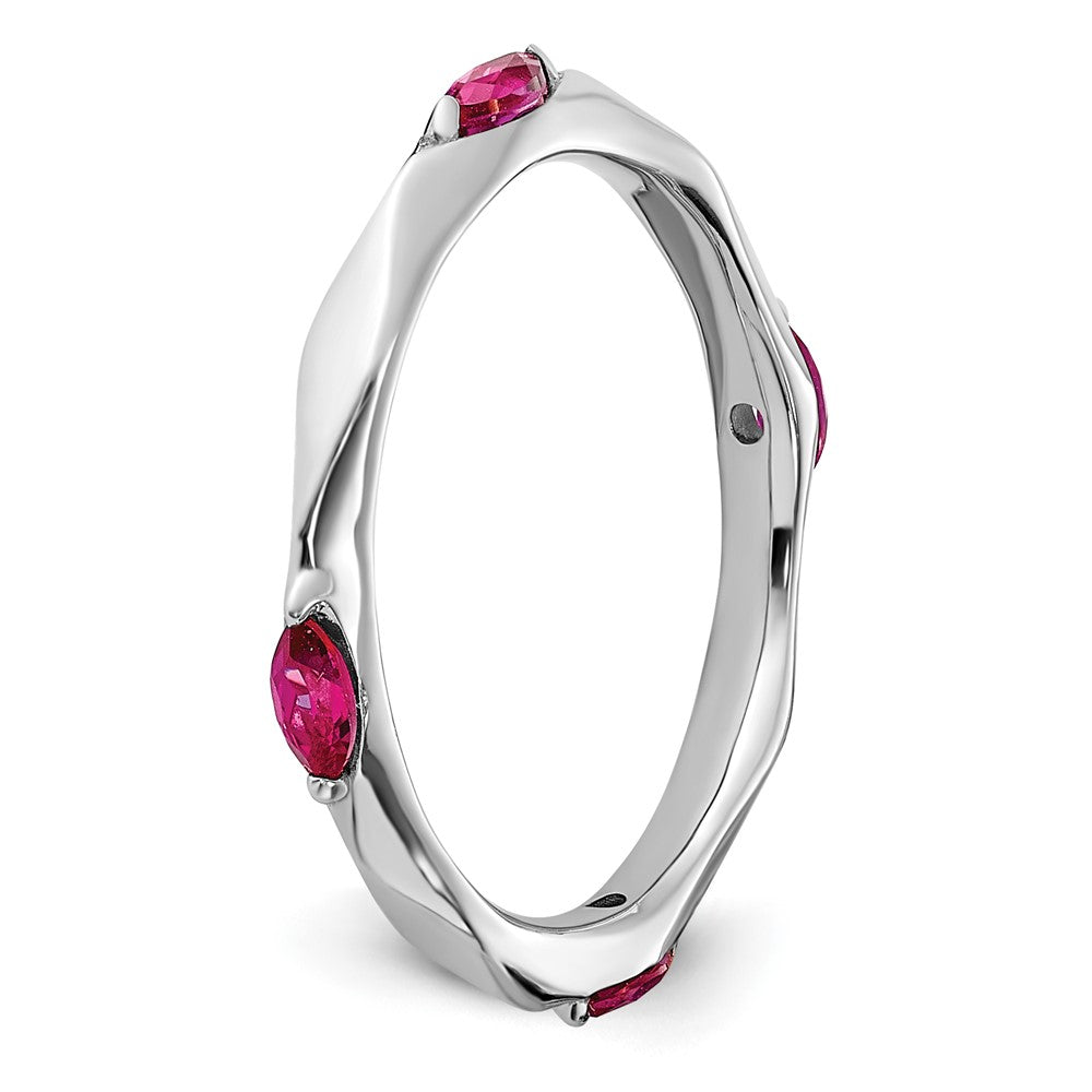 Sterling Silver Stackable Expressions Rhodium-plated Created Ruby Ring