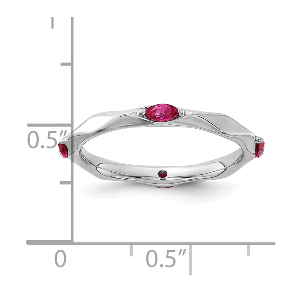 Sterling Silver Stackable Expressions Rhodium-plated Created Ruby Ring