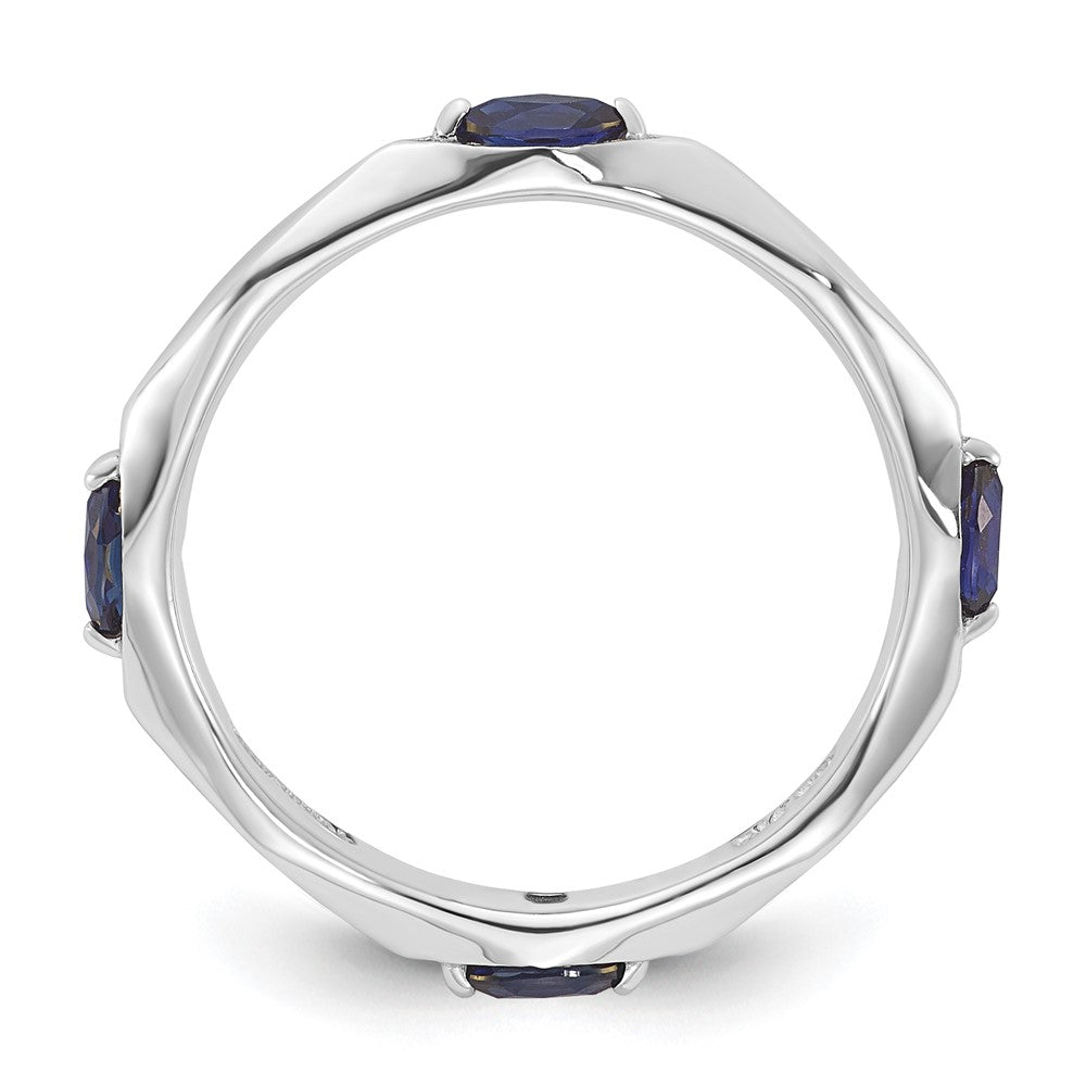 Sterling Silver Stackable Expressions Rhod-plated Created Sapphire Ring