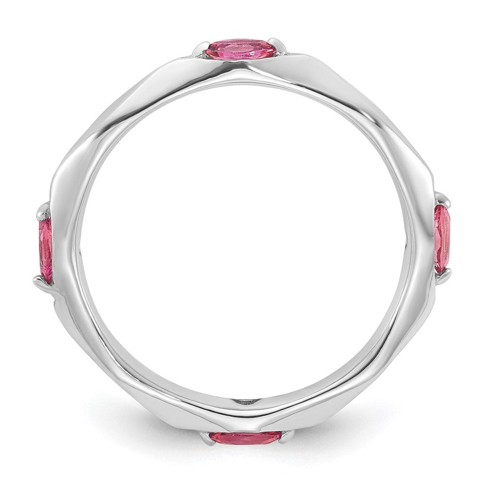Sterling Silver Stackable Expressions Rhodium-plated Pink Tourmaline Ring
