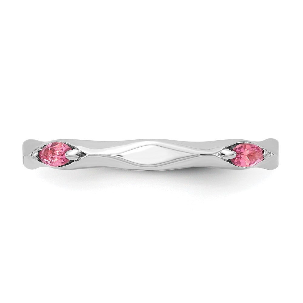 Sterling Silver Stackable Expressions Rhodium-plated Pink Tourmaline Ring