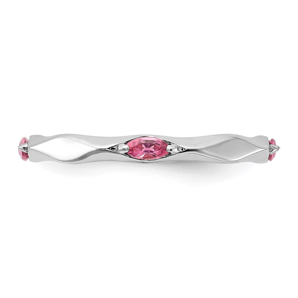 Sterling Silver Stackable Expressions Rhodium-plated Pink Tourmaline Ring
