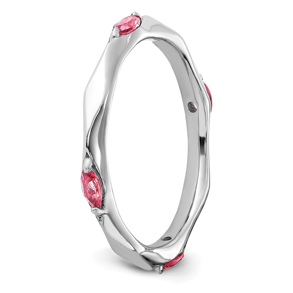 Sterling Silver Stackable Expressions Rhodium-plated Pink Tourmaline Ring
