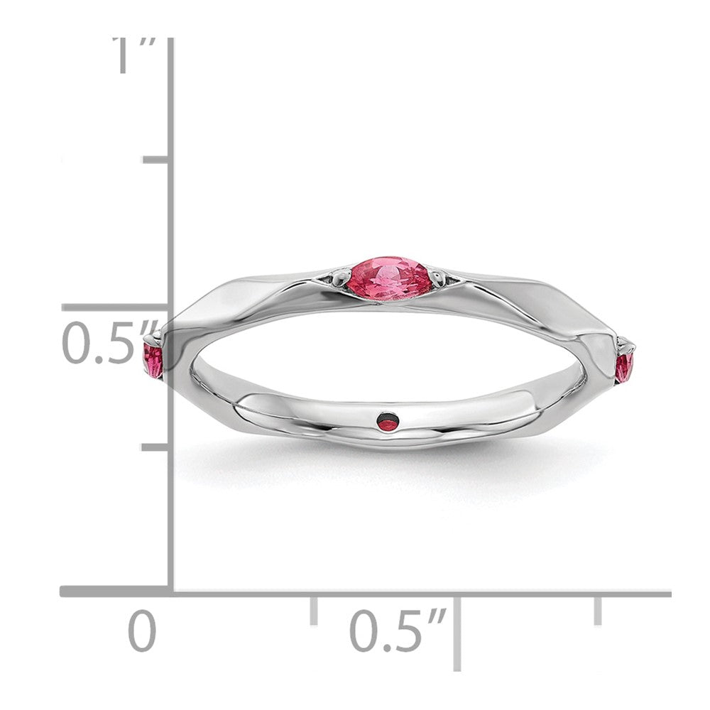 Sterling Silver Stackable Expressions Rhodium-plated Pink Tourmaline Ring